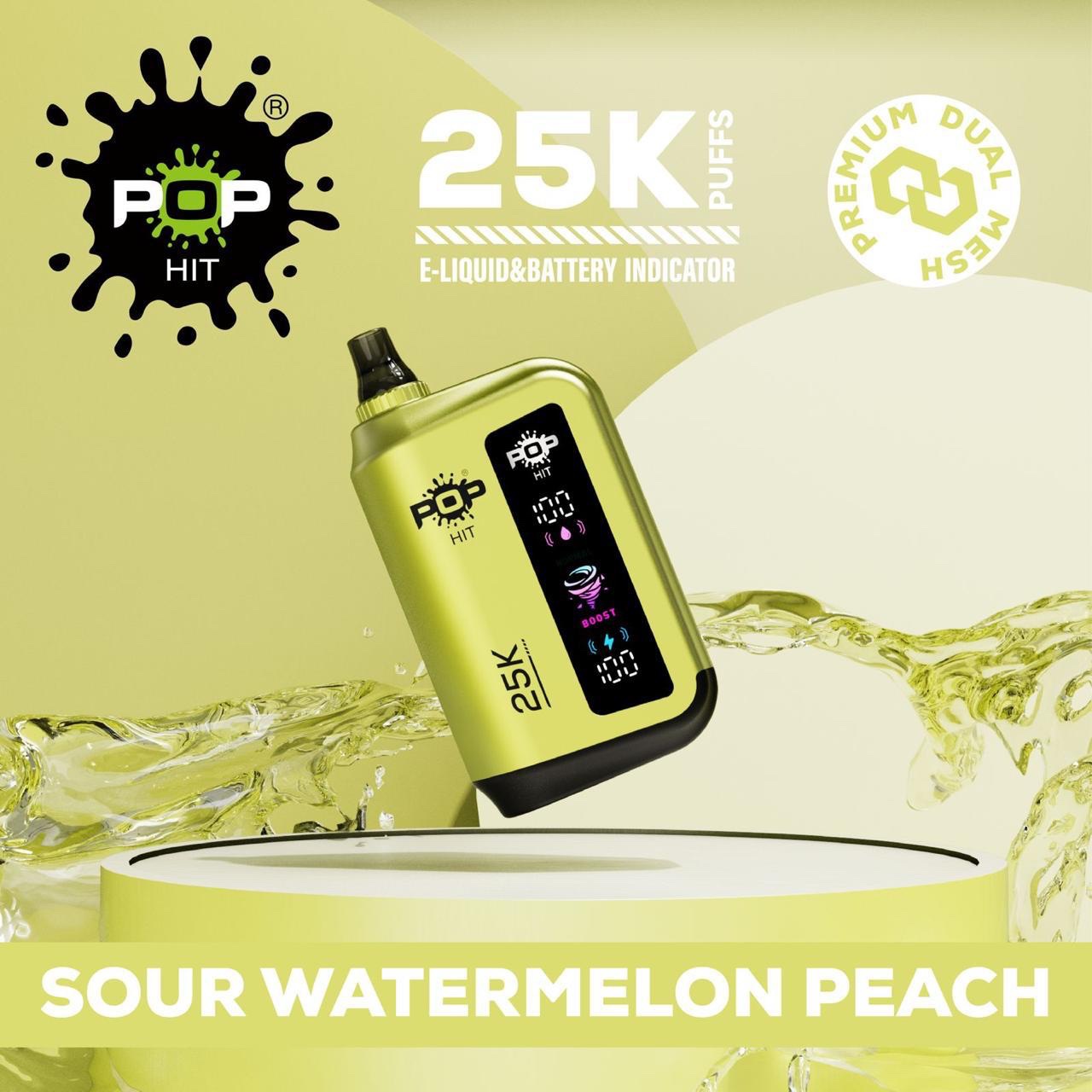 Pop Hit Sour Watermelon Peach 25000 puffs