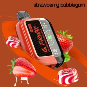 Sweet strawberry-flavoured disposable vape with fresh fruit design.