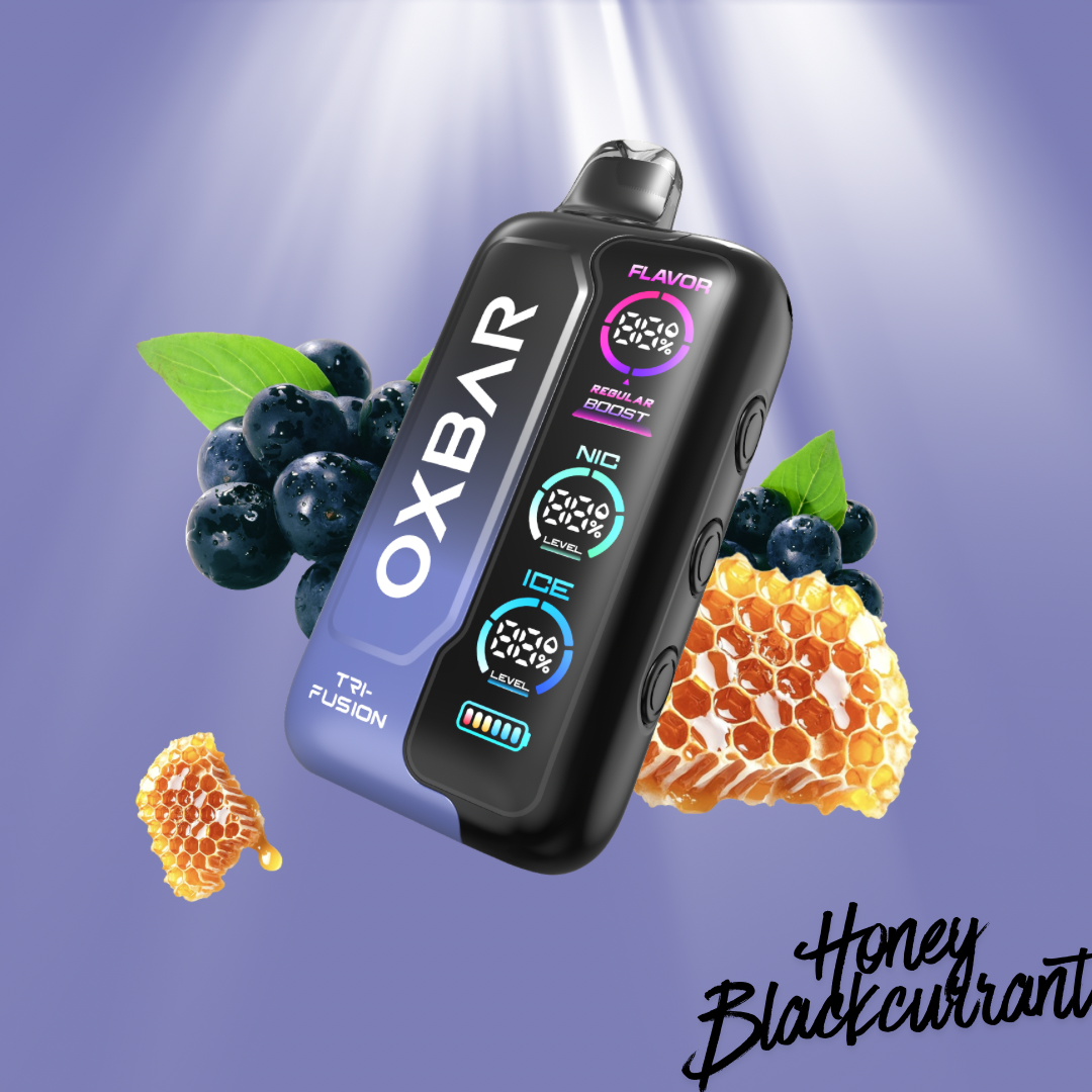 Bold mixed-fruit disposable vape with dynamic red tones.